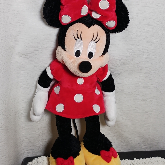 Disney Store Minnie Mouse Red Polka Dot Velour Plush 20" Doll Exclusive Patch - Picture 1 of 11